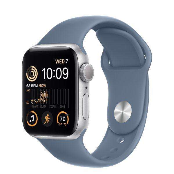 Apple Watch Series 10 - Wifi - 42mm - Zilverkleurig Aluminium Case met Denim Sportbandje - S/M